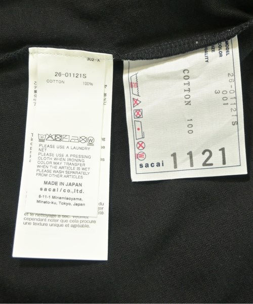 sacai（サカイ）Tシャツ・カットソー 黒 サイズ:3(L位) メンズ/2200665378133