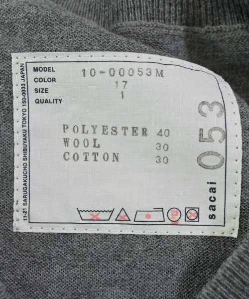 sacai（サカイ）ニット・セーター グレー サイズ:1(S位) メンズ/2200665656132