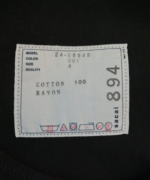sacai（サカイ）Tシャツ・カットソー 黒 サイズ:4(XL位) メンズ/2200669823035