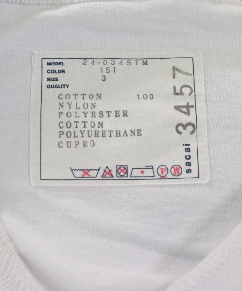sacai（サカイ）Tシャツ・カットソー 白 サイズ:3(L位) メンズ/2200724572021
