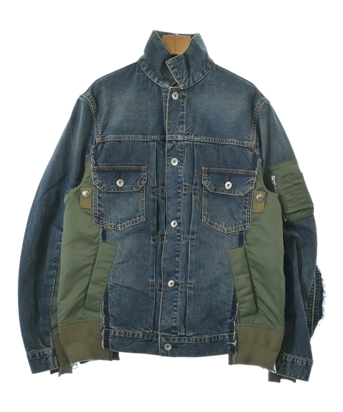 美品 サカイ デニム ミックスコート ジャケット お洒落 ネイビー サイズ1 sacai（サカイ）デニムジャケット 紺 サイズ:1(S位) メンズ