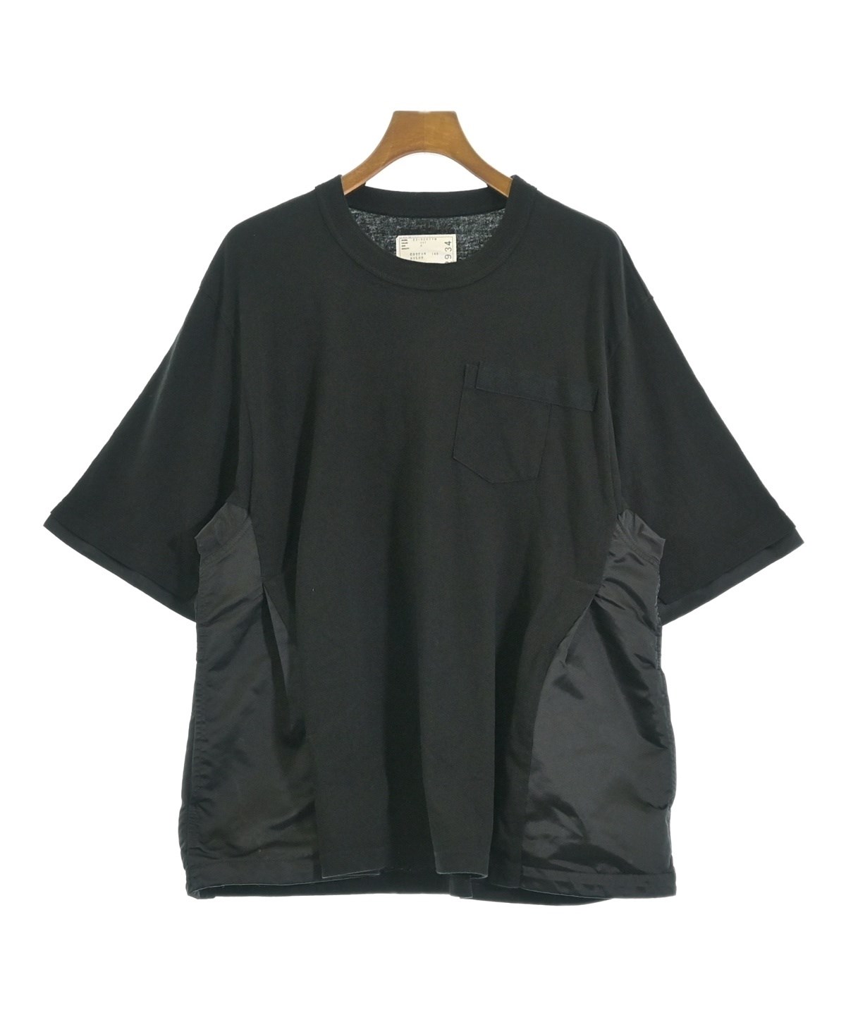 sacai サカイ ナイロン切替クルーネックTシャツ 黒 ブラック sacai（サカイ）Tシャツ・カットソー 黒 サイズ:4(XL位) メンズ