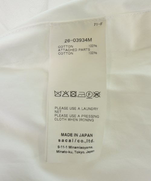 sacai（サカイ）カジュアルシャツ 白 サイズ:2(M位) メンズ/2200726508059