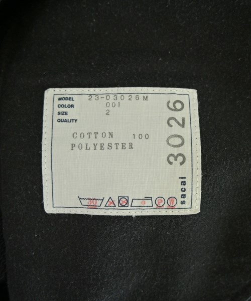sacai（サカイ）スウェットパンツ 黒 サイズ:2(M位) メンズ/2200728135123