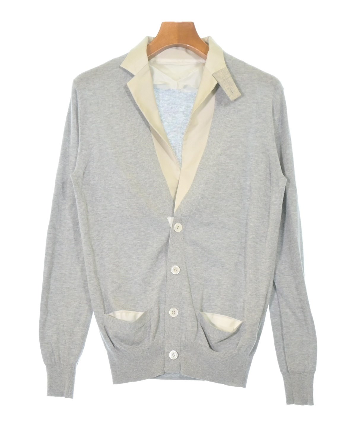 sacai バイカラー ニット カーディガン セーター  グレー x ホワイト sacai（サカイ）カーディガン グレー サイズ:1(S位) メンズ