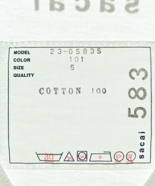 sacai（サカイ）Tシャツ・カットソー 白 サイズ:5(XXL位) メンズ/2200672788017