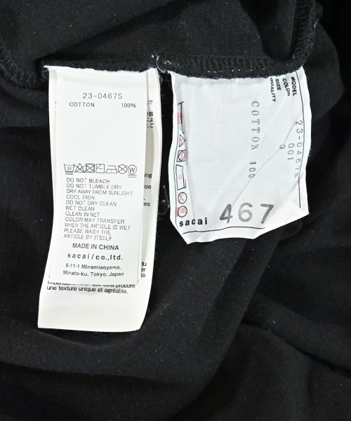 sacai（サカイ）Tシャツ・カットソー 黒 サイズ:3(L位) メンズ/2200685674031