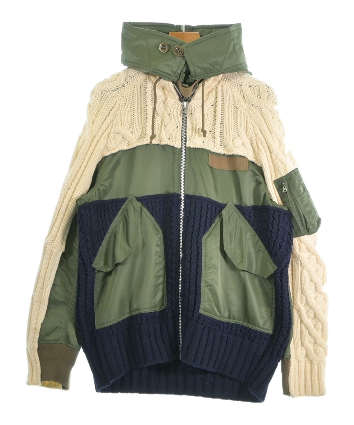 Sacai サカイ ニット ライダース ジャケット カーキ size 2 sacai（サカイ）ニット・セーター カーキ サイズ:2(M位) メンズ