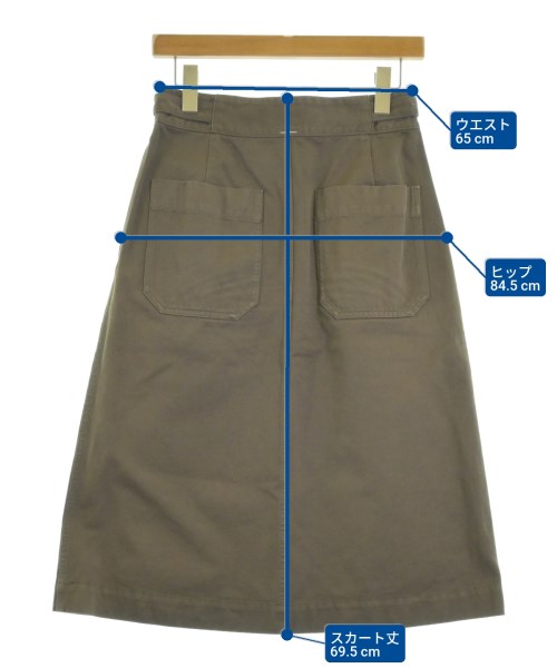 MHL.（エムエイチエル）ひざ丈スカート カーキ サイズ:1(S位) レディース/2200643170032