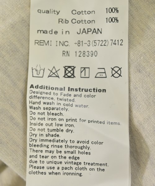 REMI RELIEF（レミレリーフ）Tシャツ・カットソー ベージュ サイズ:XS メンズ/2200692499481