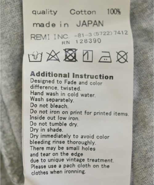 REMI RELIEF（レミレリーフ）Tシャツ・カットソー グレー サイズ:XS メンズ/2200692499504