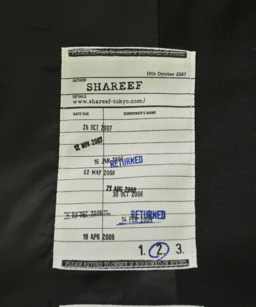 SHAREEF（シャリーフ）テーラードジャケット 黒 サイズ:2(M位) メンズ/2200698860254
