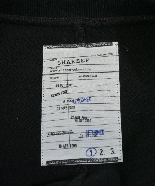 SHAREEF（シャリーフ）スウェット 黒 サイズ:1(S位) メンズ/2200654337035
