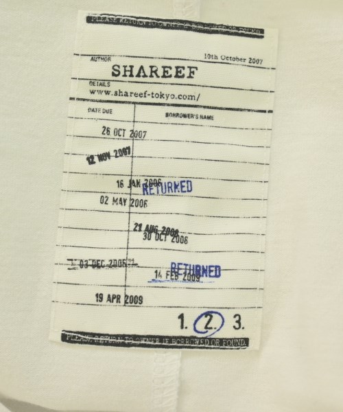 SHAREEF（シャリーフ）Tシャツ・カットソー 白 サイズ:2(M位) メンズ/2200730735021