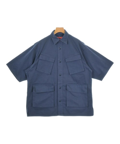 BLUE WORK(ブルーワーク)カジュアルシャツ 紺 サイズ:S/2200695367350