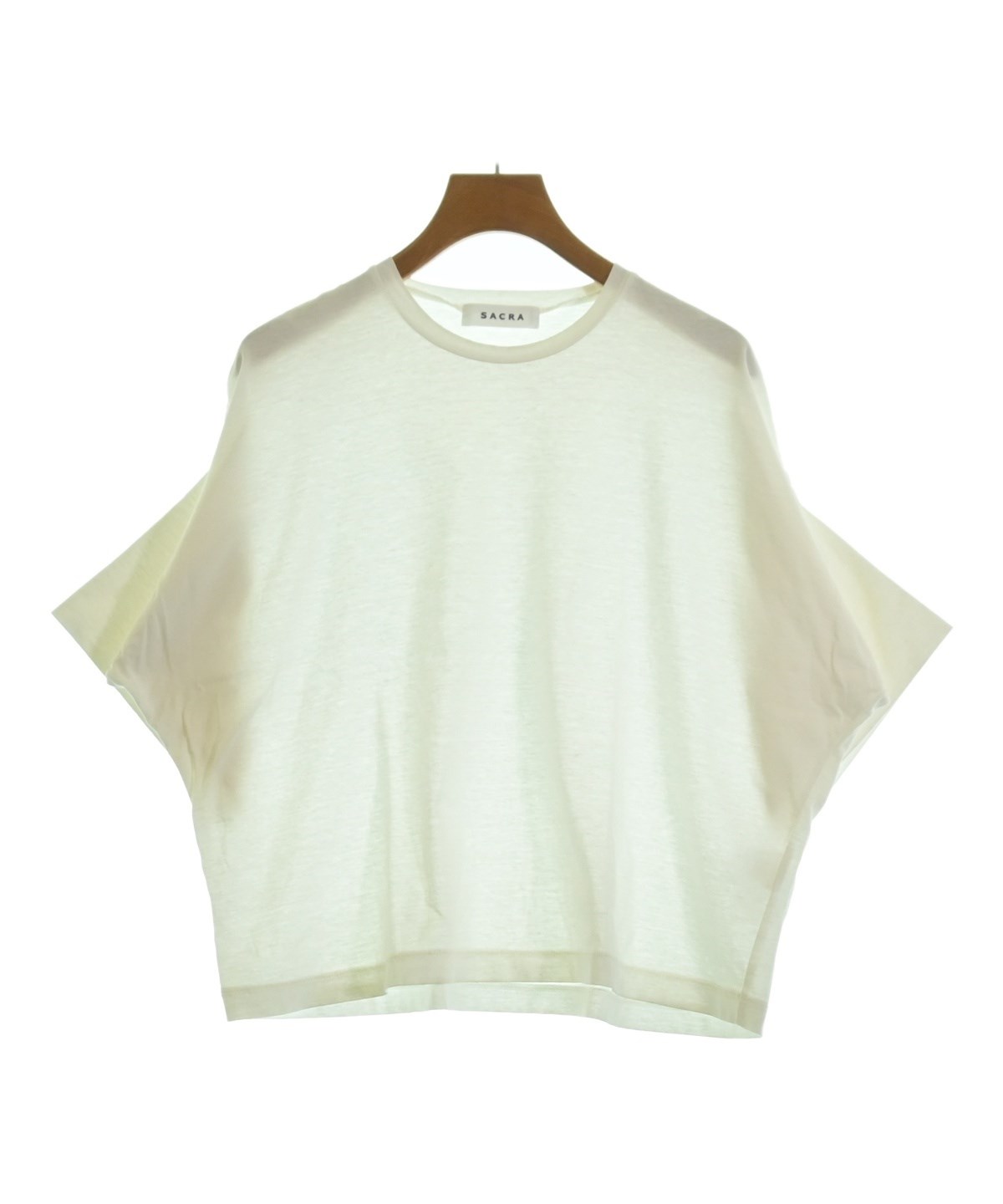 SACRA サクラ 白 ロゴ カットソー Tシャツ 38 M 260401-12 SACRA（サクラ）Tシャツ・カットソー 白 サイズ:38(M位) レディース