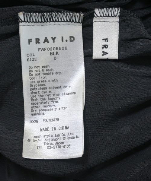 FRAY I.D（フレイアイディー）ワンピース 黒 サイズ:0(S位) レディース/2200694417070