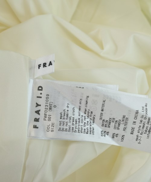 FRAY I.D（フレイアイディー）ワンピース 白 サイズ:0(S位) レディース/2200652733112