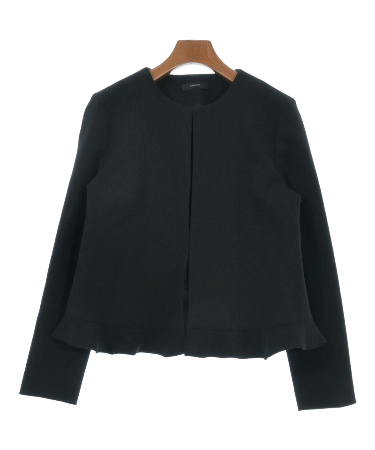 【極美品✨定価8.8万円】ヨーコチャン ノーカラーファージャケット M相当 黒 YOKO CHAN（ヨーコチャン）ノーカラージャケット 黒 サイズ:40(M位