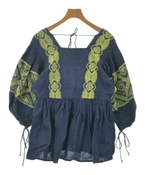 SOULEIADO(ソレイアード)ブラウス 紺 サイズ:36(S位)/2200669358063