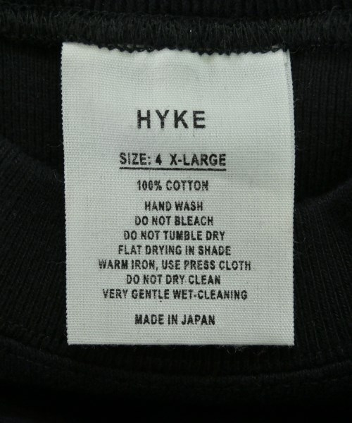 HYKE（ハイク）スウェット 黒 サイズ:XL メンズ/2200638915051