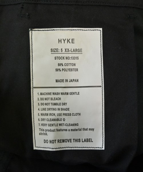 HYKE（ハイク）チノパン 黒 サイズ:XXL メンズ/2200644285049