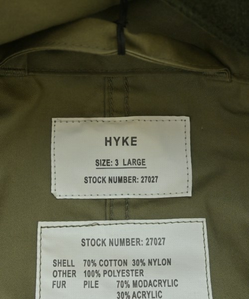 HYKE（ハイク）モッズコート カーキ サイズ:L メンズ/2200629904019