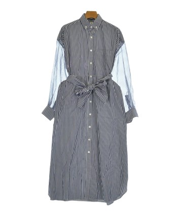 HYKE ハイク ブラウス 2(M位) 青x白(ストライプ) 【古着】【中古】 HYKE（ハイク）シャツワンピース 紺 サイズ:1(S位) レディース