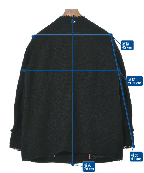 Rie Miller（リエミラー）ノーカラージャケット 黒 サイズ:38(M位) レディース/2200637121019