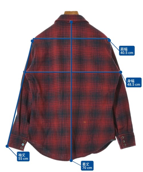 45R（フォーティーファイブアール）カジュアルシャツ 赤 サイズ:2(M位) レディース/2200637607070