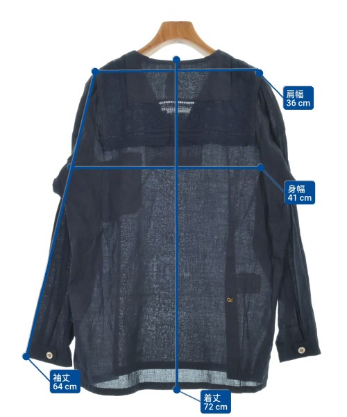 45R（フォーティーファイブアール）カジュアルシャツ 紺 サイズ:0(F) レディース/2200629986312