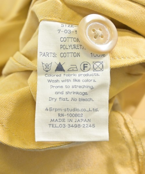 45R（フォーティーファイブアール）カジュアルジャケット 黄 サイズ:3(L位) レディース/2200667432048