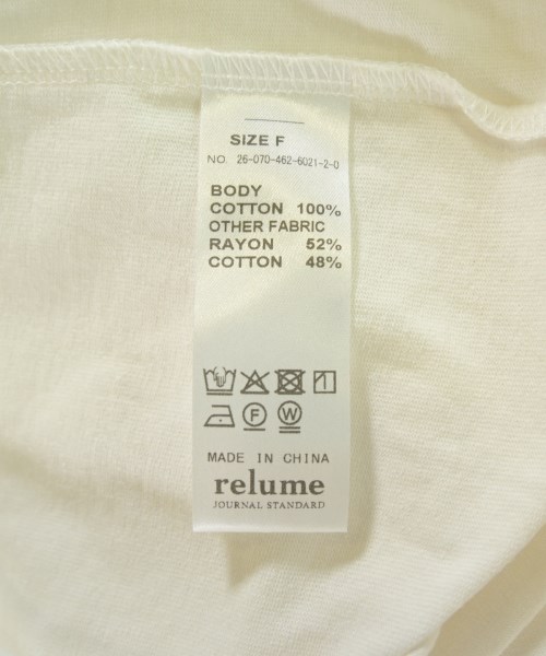 JOURNAL STANDARD relume（ジャーナルスタンダードレリューム）Tシャツ・カットソー 白 サイズ:F レディース/2200709616078