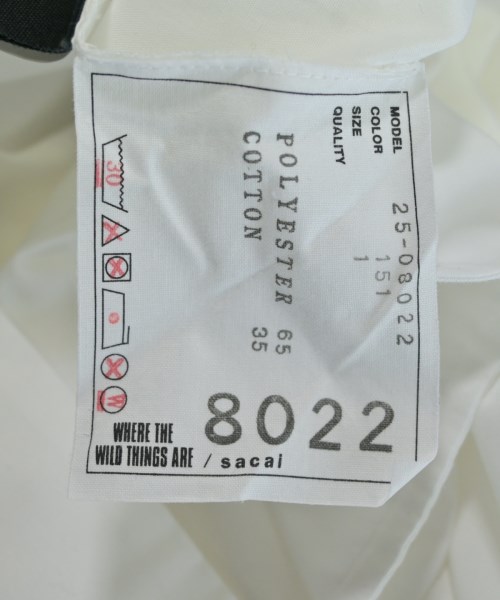 sacai（サカイ）カジュアルシャツ 白 サイズ:1(S位) レディース/2200635046024