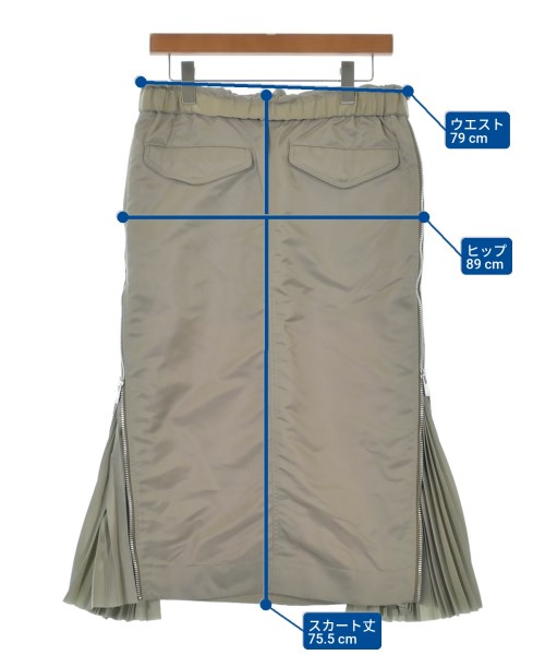 sacai（サカイ）ロング・マキシ丈スカート カーキ サイズ:3(L位) レディース/2200629259430