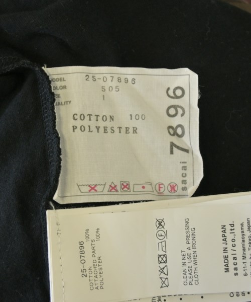 sacai（サカイ）Tシャツ・カットソー 黒 サイズ:1(S位) レディース/2200637095020