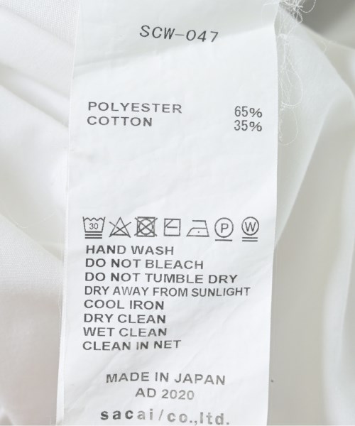 sacai（サカイ）カジュアルシャツ 白 サイズ:3(L位) レディース/2200636391222