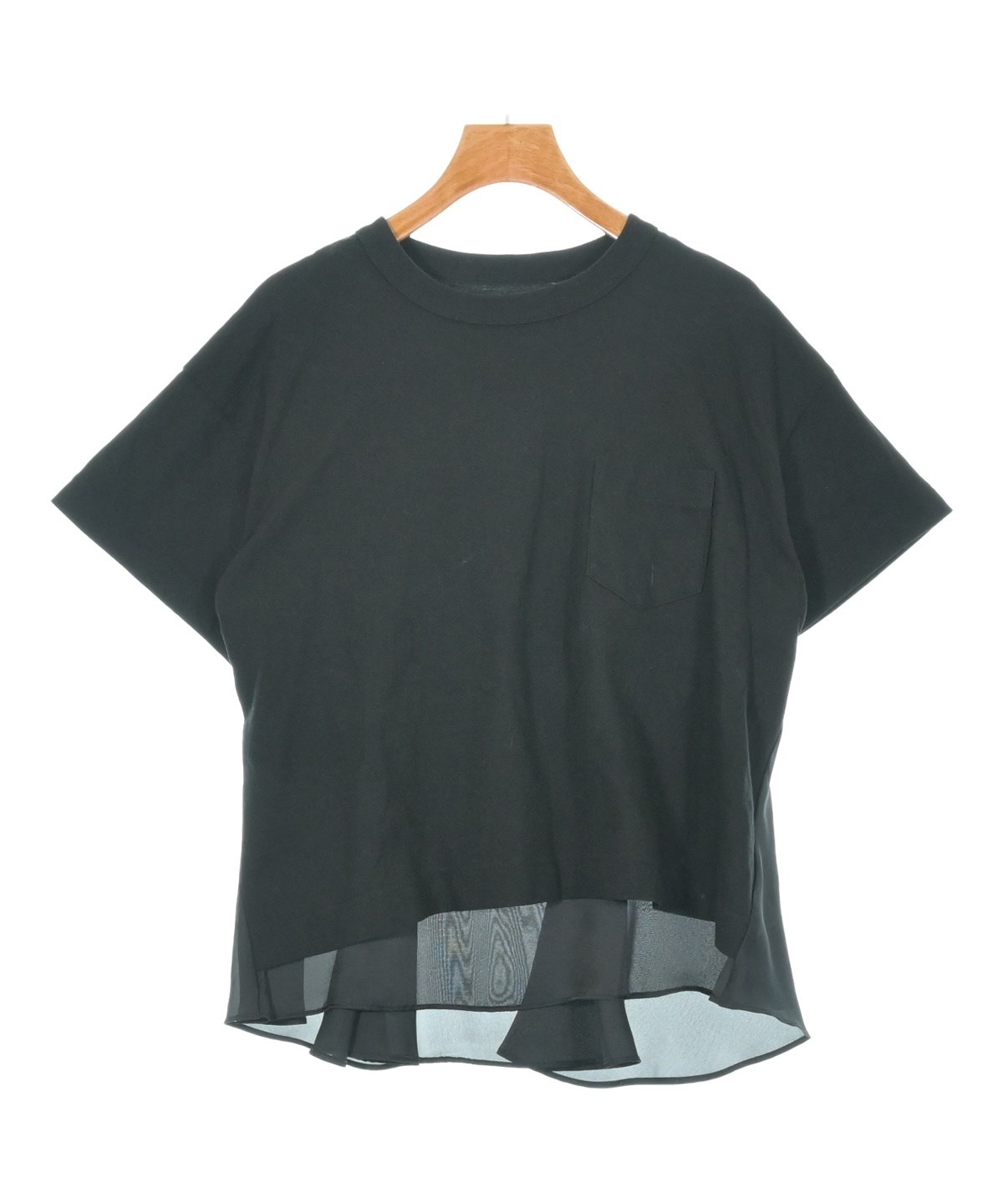 Sacai(サカイ) 半袖カットソー サイズ1 S レディース - 22-06084 黒×カーキ 素材切替 NIKE（ナイキ） × サカイ sacai 20AW Tシャツ カットソー 半袖 バック