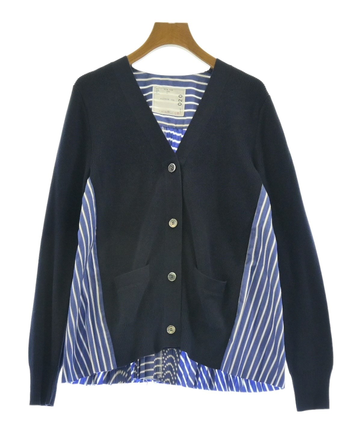 【サカイ】ドッキング/カーディガン/グレー×ブルー/バイカラー sacai（サカイ）カーディガン 紺 サイズ:1(S位) レディース
