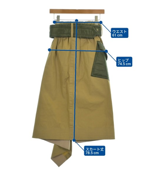 sacai（サカイ）ロング・マキシ丈スカート カーキ サイズ:0(XS位) レディース/2200626338169