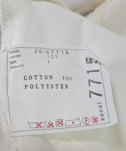 sacai（サカイ）カジュアルシャツ 白 サイズ:1(S位) レディース/2200628307026