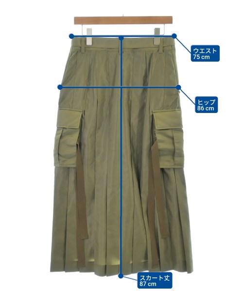 sacai（サカイ）ひざ丈スカート カーキ サイズ:2(M位) レディース/2200628645050