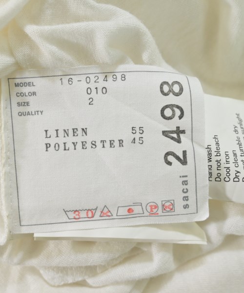 sacai（サカイ）Tシャツ・カットソー 白 サイズ:2(M位) レディース/2200632295012