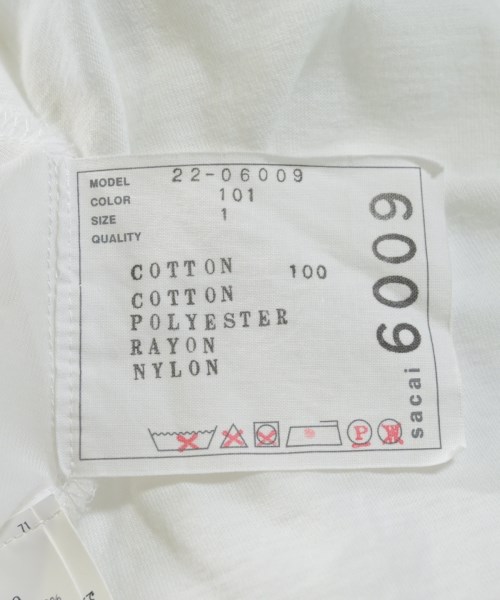 sacai（サカイ）Tシャツ・カットソー 白 サイズ:1(S位) レディース/2200607405064