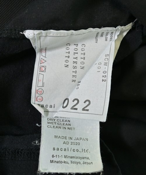 sacai（サカイ）Tシャツ・カットソー 黒 サイズ:1(S位) レディース/2200606312011