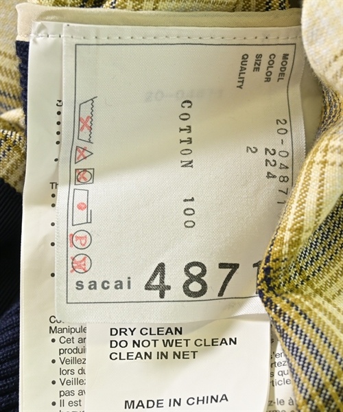 sacai（サカイ）カジュアルシャツ 黄 サイズ:2(M位) レディース/2200608299037