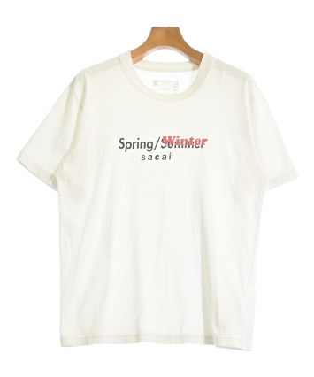 【新品】  sacai / サカイ | SPRING WINTER CUT SEWN クルーネック ロゴ Tシャツ | 2 | ホワイト | レディース sacai（サカイ）Tシャツ・カットソー 白 サイズ:2(M位) メンズ