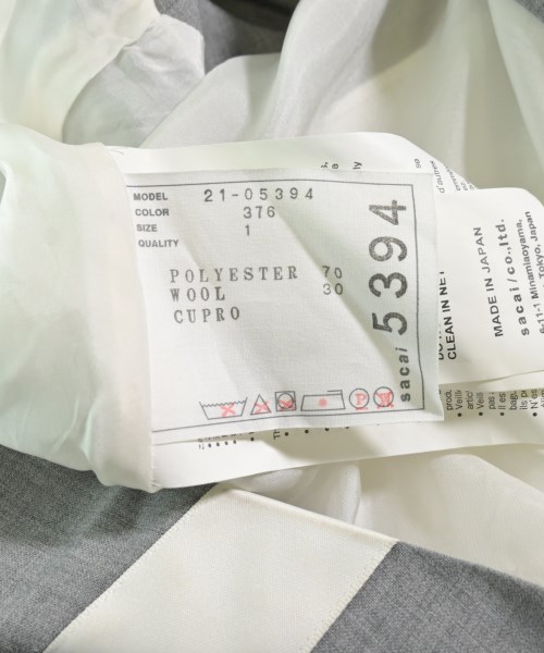 sacai（サカイ）カジュアルシャツ グレー サイズ:1(S位) レディース/2200614230031