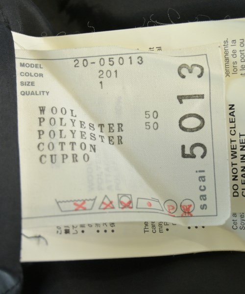 sacai（サカイ）オールインワン/サロペット 黒 サイズ:1(S位) レディース/2200618524044