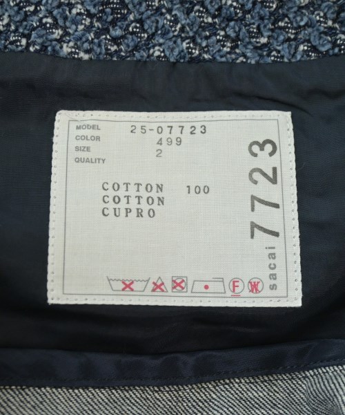 sacai（サカイ）ノーカラージャケット 紺 サイズ:2(M位) レディース/2200618398010